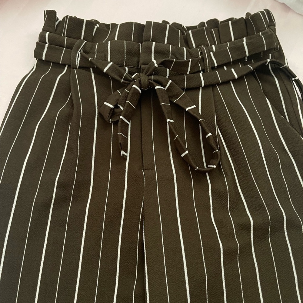 Green Stripes Capri Pants